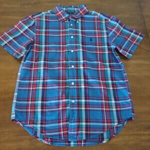 Ralph Lauren Short sleeve plaid button-down shirt blue/red Boys size Large